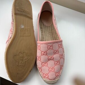 Gucci Pink GG Canvas Espadrille Flats